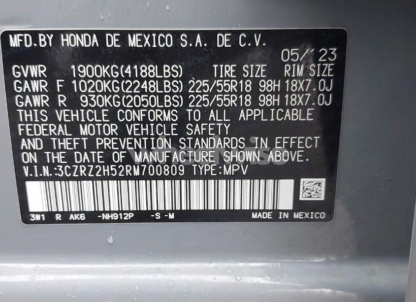 Photo 9 of 2024 Honda Hr-v AWD SPORT/AWD SPORT W/O BSI (VIN 3CZRZ2H52RM700809)