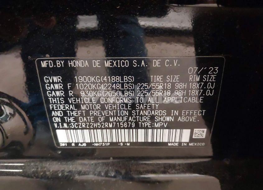 Photo 9 of 2024 Honda Hr-v AWD SPORT/AWD SPORT W/O BSI (VIN 3CZRZ2H52RM715679)