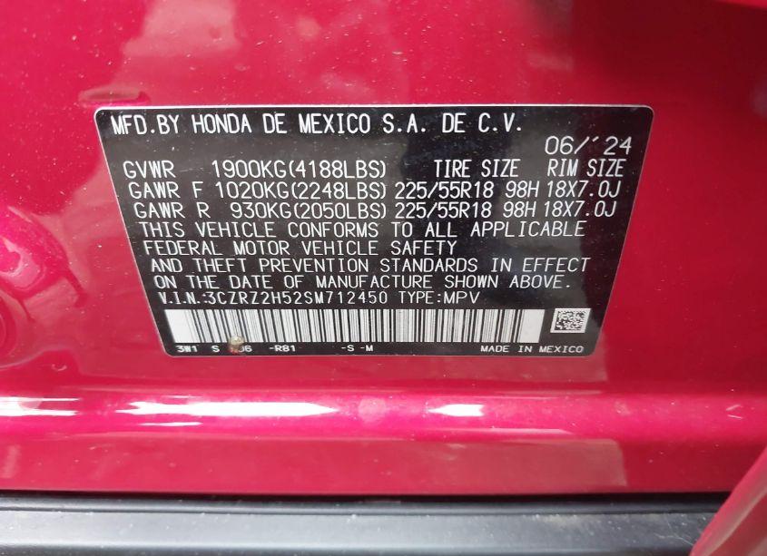Photo 9 of 2025 Honda Hr-v AWD SPORT (VIN 3CZRZ2H52SM712450)