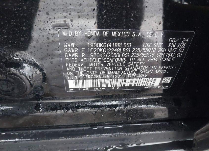 Photo 9 of 2025 Honda Hr-v AWD SPORT (VIN 3CZRZ2H53SM715891)