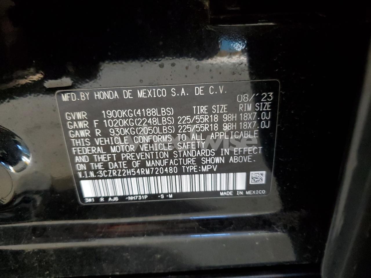 Photo 13 of 2024 HONDA HR-V SPORT N/A (VIN 3CZRZ2H54RM720480)