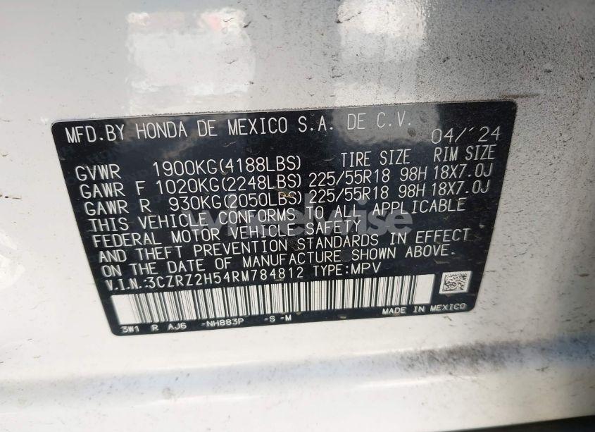 Photo 9 of 2024 Honda Hr-v AWD SPORT/AWD SPORT W/O BSI (VIN 3CZRZ2H54RM784812)