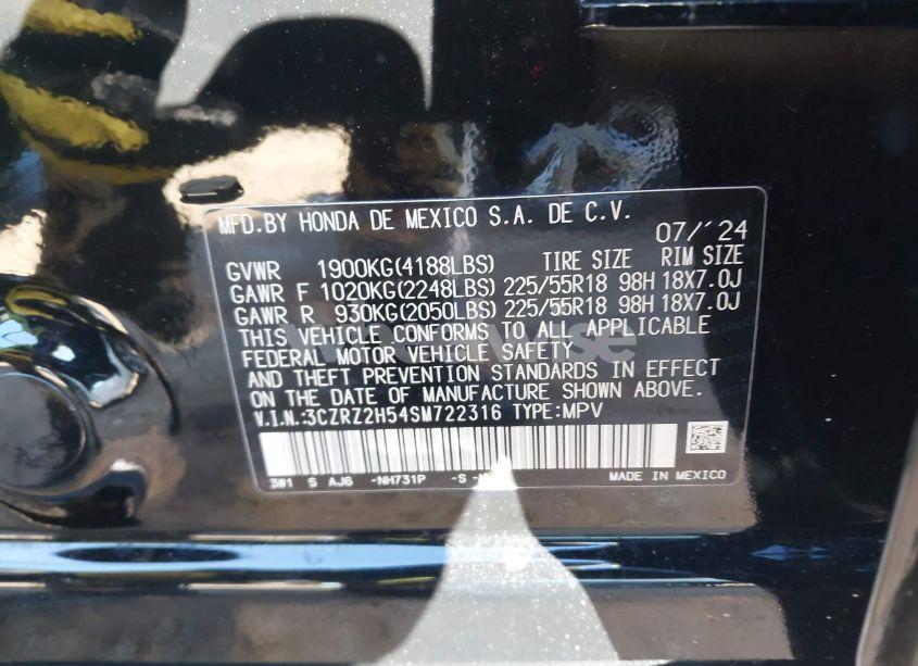Photo 9 of 2025 Honda Hr-v AWD SPORT (VIN 3CZRZ2H54SM722316)