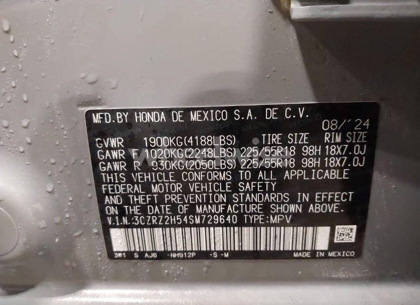 Photo 9 of 2025 Honda Hr-v AWD SPORT (VIN 3CZRZ2H54SM729640)