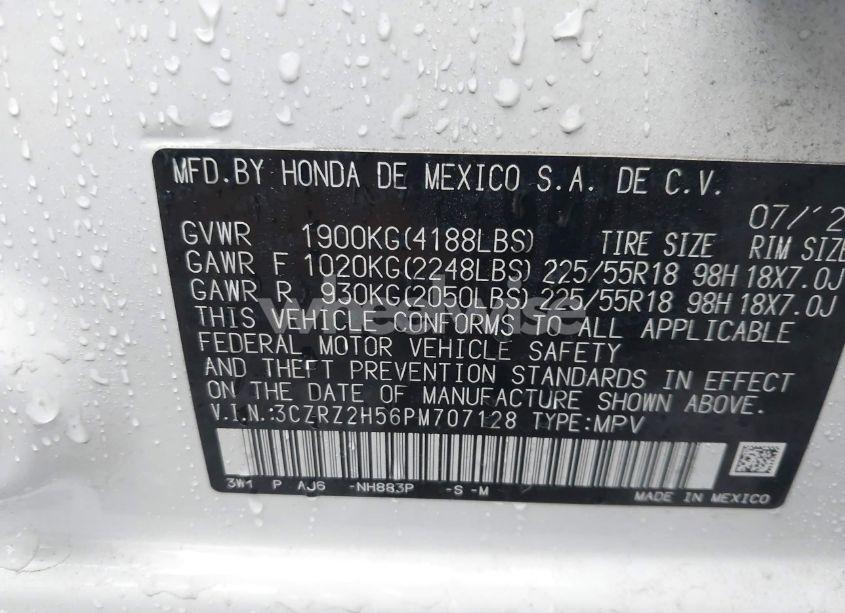 Photo 9 of 2023 Honda Hr-v AWD SPORT (VIN 3CZRZ2H56PM707128)