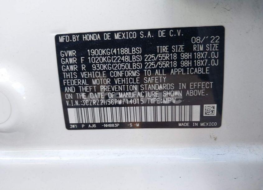 Photo 9 of 2023 Honda Hr-v AWD SPORT (VIN 3CZRZ2H56PM714015)