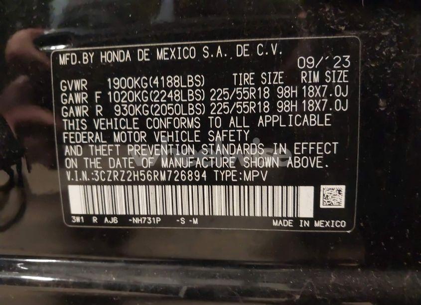 Photo 9 of 2024 Honda Hr-v AWD SPORT/AWD SPORT W/O BSI (VIN 3CZRZ2H56RM726894)