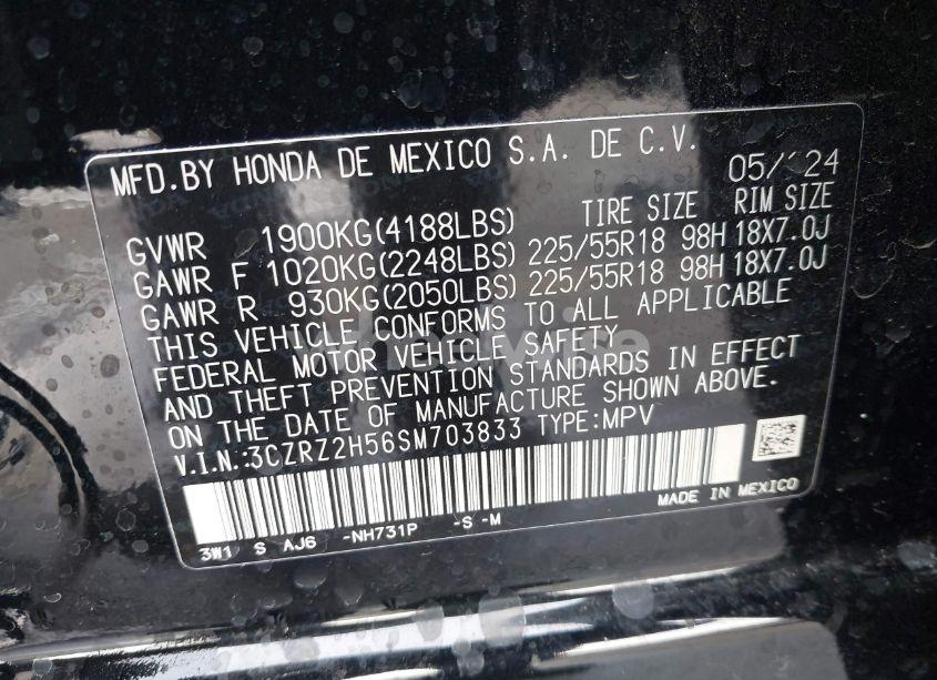 Photo 9 of 2025 Honda Hr-v AWD SPORT (VIN 3CZRZ2H56SM703833)