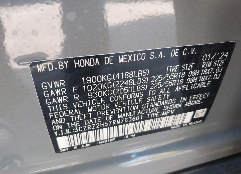 Photo 9 of 2024 Honda Hr-v (VIN 3CZRZ2H57RM763601)