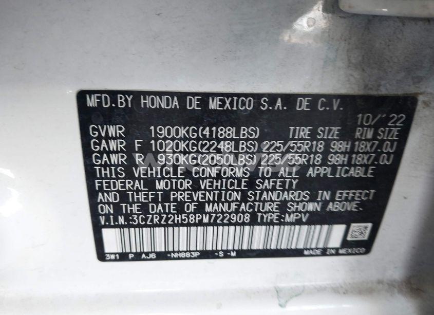 Photo 9 of 2023 Honda Hr-v AWD SPORT (VIN 3CZRZ2H58PM722908)
