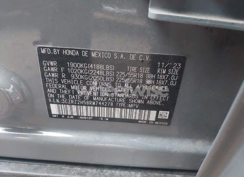 Photo 9 of 2024 Honda Hr-v AWD SPORT/AWD SPORT W/O BSI (VIN 3CZRZ2H58RM744278)