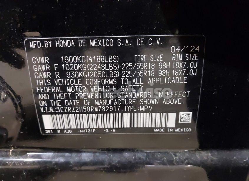 Photo 9 of 2024 Honda Hr-v AWD SPORT/AWD SPORT W/O BSI (VIN 3CZRZ2H58RM782917)