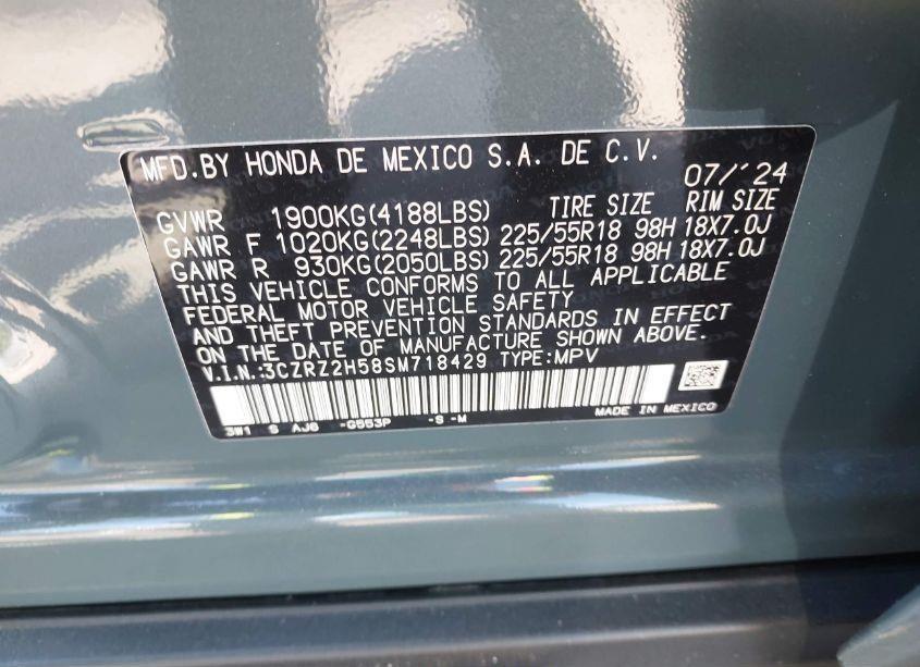 Photo 9 of 2025 Honda Hr-v AWD SPORT (VIN 3CZRZ2H58SM718428)