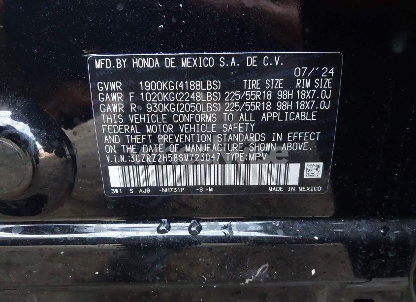 Photo 9 of 2025 Honda Hr-v SPORT (VIN 3CZRZ2H58SM723047)