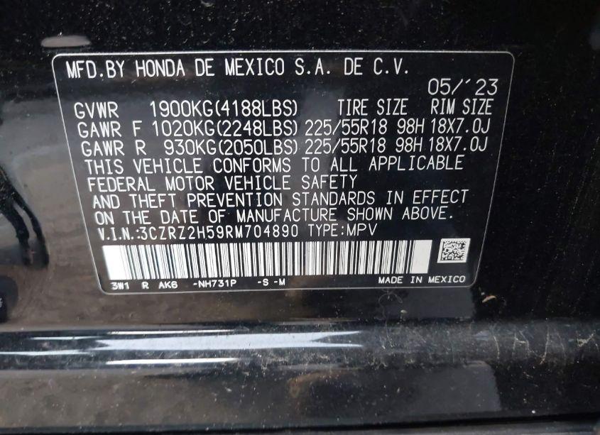 Photo 9 of 2024 Honda Hr-v AWD SPORT/SPORT (VIN 3CZRZ2H59RM704890)