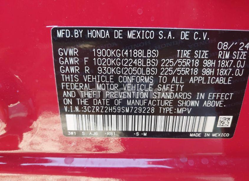 Photo 9 of 2025 Honda Hr-v AWD SPORT (VIN 3CZRZ2H59SM729228)