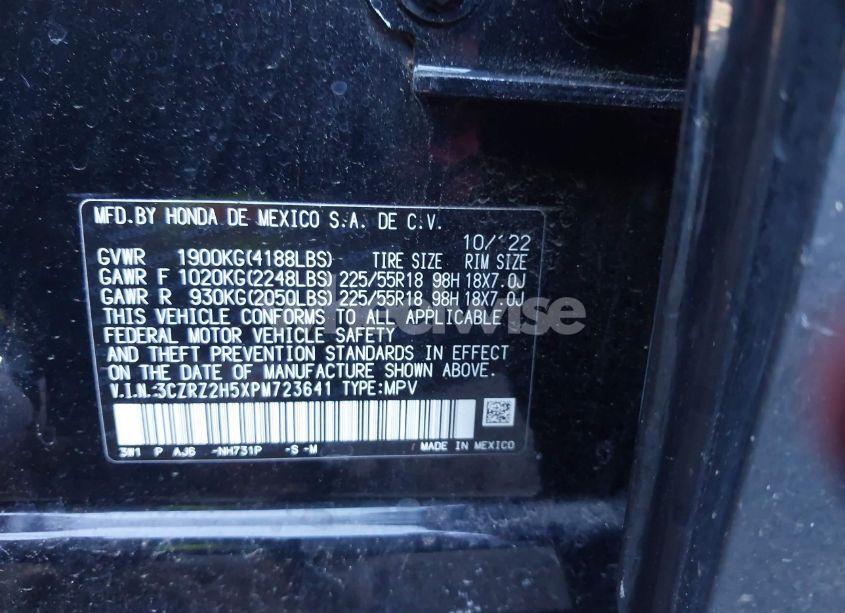 Photo 9 of 2023 Honda Hr-v AWD SPORT (VIN 3CZRZ2H5XPM723641)