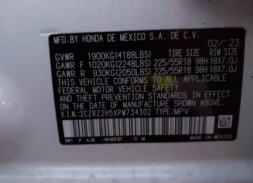 Photo 9 of 2023 Honda Hr-v AWD SPORT (VIN 3CZRZ2H5XPM734302)