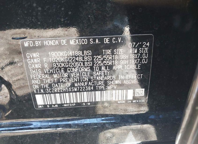 Photo 9 of 2025 Honda Hr-v AWD SPORT (VIN 3CZRZ2H5XSM722384)