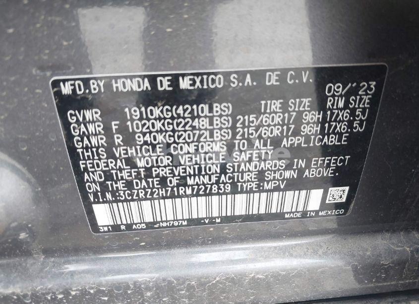 Photo 9 of 2024 Honda Hr-v AWD EX-L/AWD EX-L W/O BSI (VIN 3CZRZ2H71RM727839)