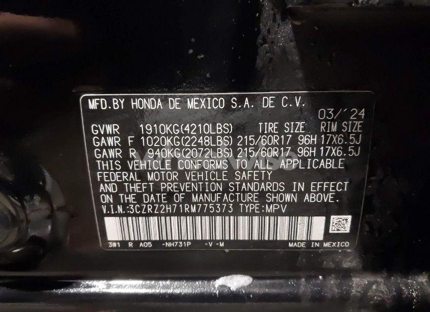Photo 9 of 2024 Honda Hr-v AWD EX-L/AWD EX-L W/O BSI (VIN 3CZRZ2H71RM775373)