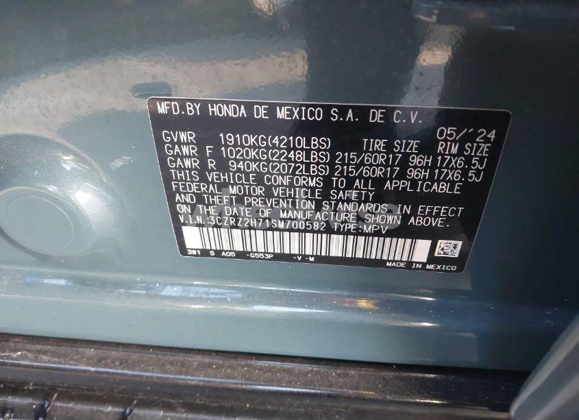 Photo 9 of 2025 Honda Hr-v AWD EX-L (VIN 3CZRZ2H71SM700582)