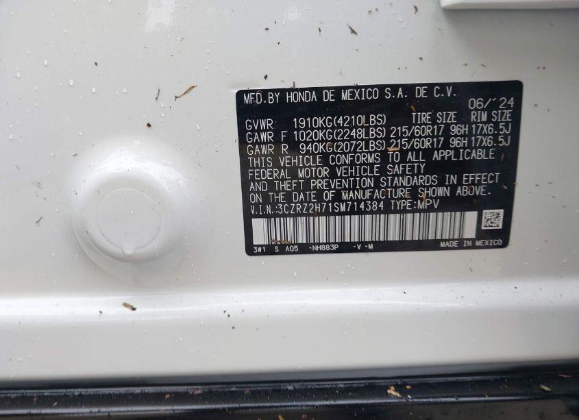 Photo 9 of 2025 Honda Hr-v AWD EX-L (VIN 3CZRZ2H71SM714384)