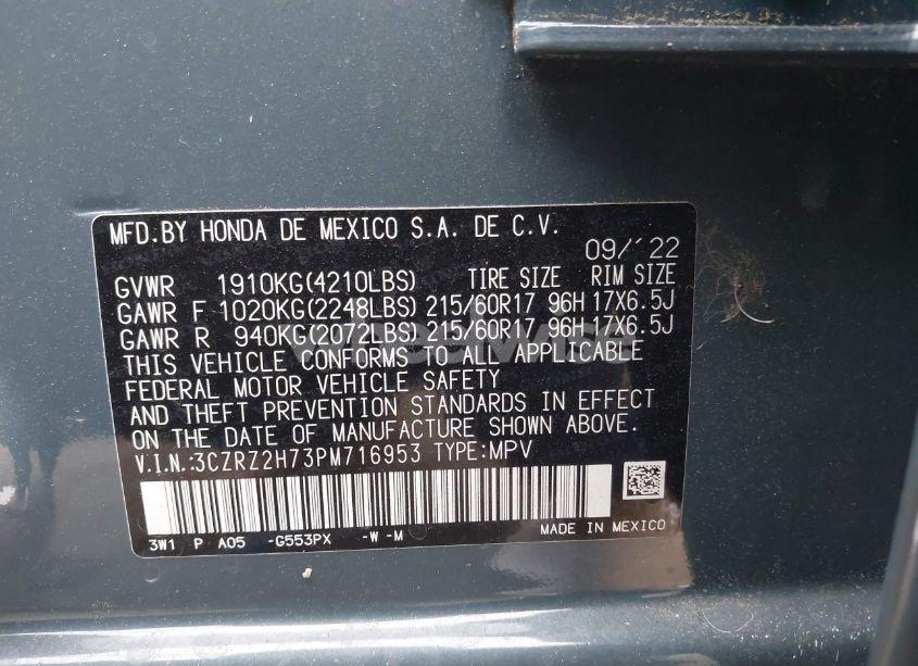 Photo 9 of 2023 Honda Hr-v AWD EX-L (VIN 3CZRZ2H73PM716953)