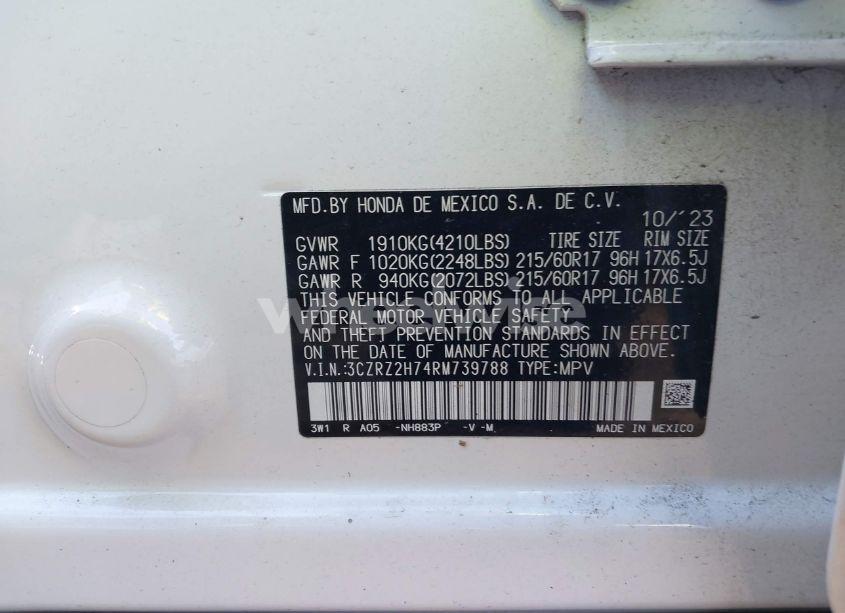 Photo 9 of 2024 Honda Hr-v AWD EX-L/AWD EX-L W/O BSI (VIN 3CZRZ2H74RM739788)