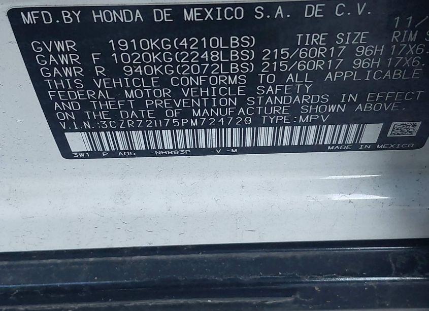 Photo 9 of 2023 Honda Hr-v AWD EX-L (VIN 3CZRZ2H75PM724729)