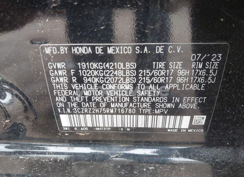 Photo 9 of 2024 Honda Hr-v AWD EX-L/AWD EX-L W/O BSI (VIN 3CZRZ2H75RM716780)