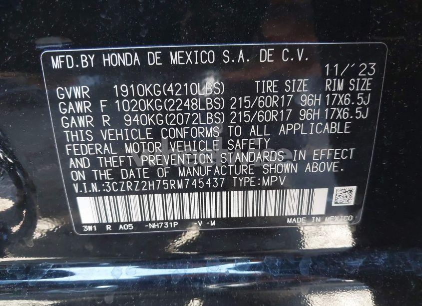 Photo 9 of 2024 Honda Hr-v (VIN 3CZRZ2H75RM745437)