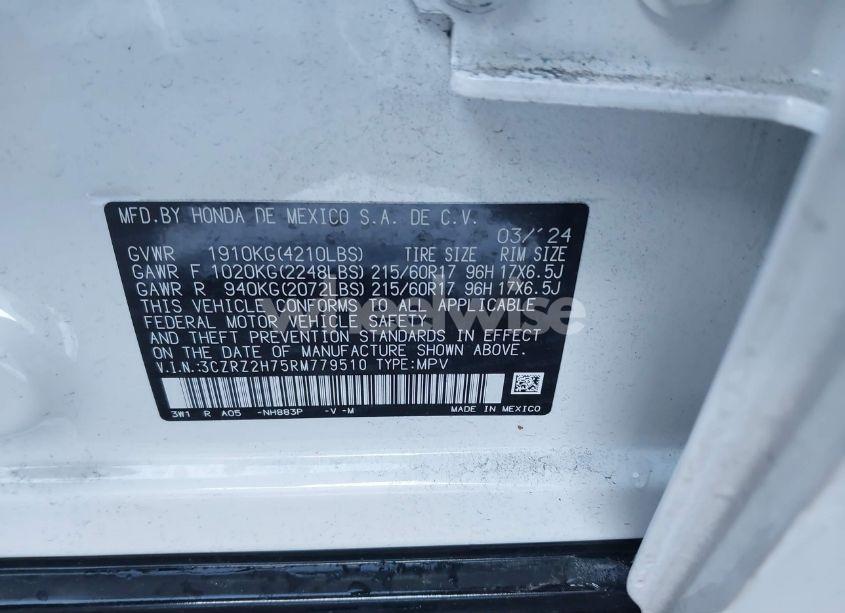 Photo 9 of 2024 Honda Hr-v AWD EX-L/AWD EX-L W/O BSI (VIN 3CZRZ2H75RM779510)