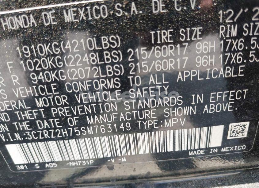 Photo 9 of 2025 Honda Hr-v AWD EX-L (VIN 3CZRZ2H75SM763149)