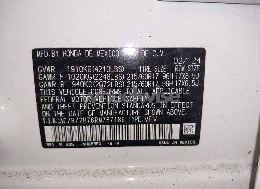Photo 9 of 2024 Honda Hr-v AWD EX-L/AWD EX-L W/O BSI (VIN 3CZRZ2H76RM767186)