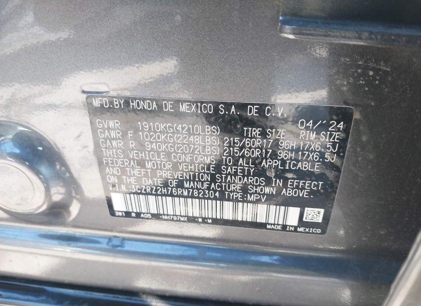 Photo 9 of 2024 Honda Hr-v AWD EX-L/AWD EX-L W/O BSI (VIN 3CZRZ2H76RM782304)