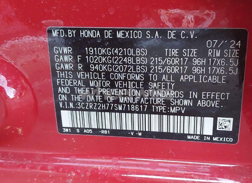 Photo 9 of 2025 Honda Hr-v AWD EX-L (VIN 3CZRZ2H77SM718617)
