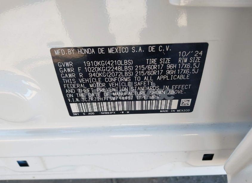 Photo 9 of 2025 Honda Hr-v AWD EX-L (VIN 3CZRZ2H77SM744487)