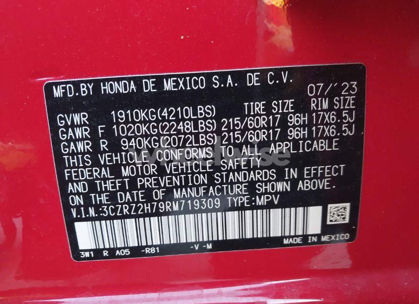 Photo 9 of 2024 Honda Hr-v AWD EX-L/AWD EX-L W/O BSI (VIN 3CZRZ2H79RM719309)