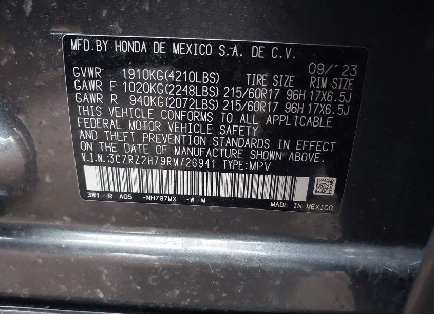 Photo 9 of 2024 Honda Hr-v AWD EX-L/AWD EX-L W/O BSI (VIN 3CZRZ2H79RM726941)