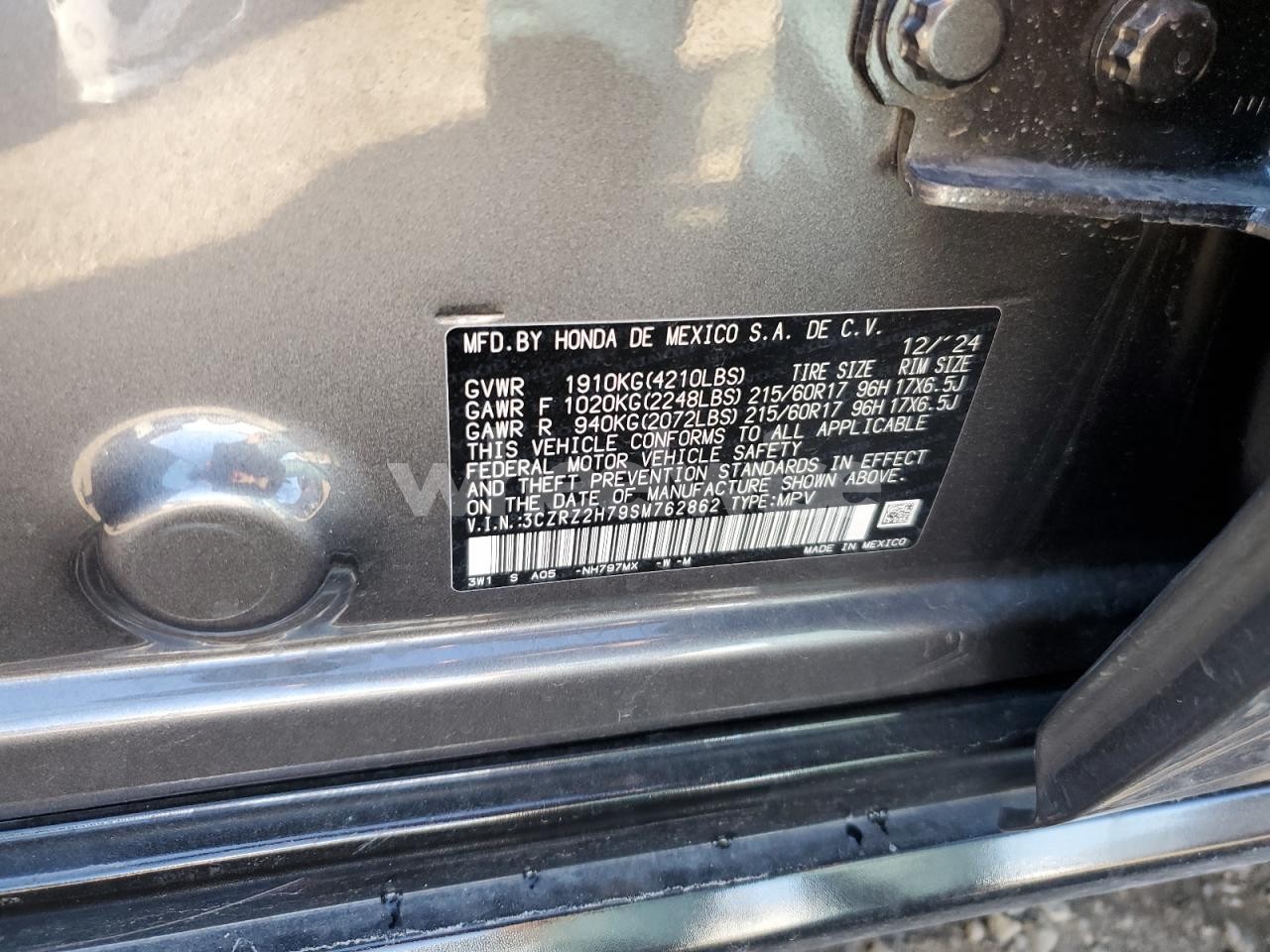 Photo 12 of 2025 HONDA HR-V EXL (VIN 3CZRZ2H79SM762862)