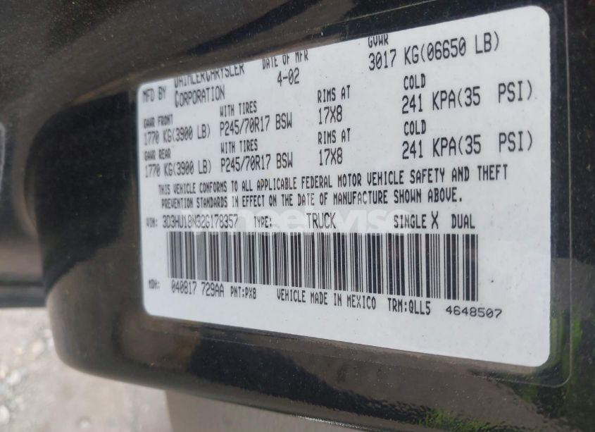 Photo 9 of 2002 Dodge Ram 1500 ST (VIN 3D3HU18N32G178357)