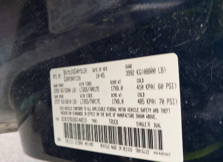 Photo 9 of 2006 Dodge Ram 2500 LARAMIE (VIN 3D3KS29D26G140213)