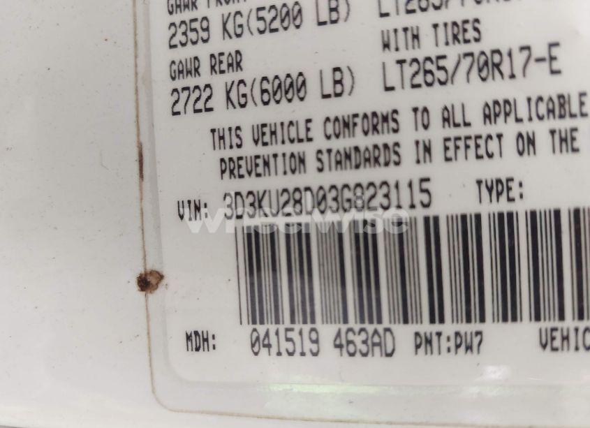Photo 9 of 2003 Dodge Ram 2500 SLT/LARAMIE/ST (VIN 3D3KU28D03G823115)