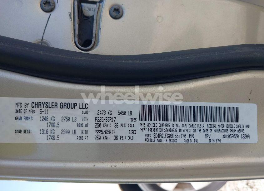 Photo 9 of 2011 Dodge Journey MAINSTREET (VIN 3D4PG1FG0BT558170)