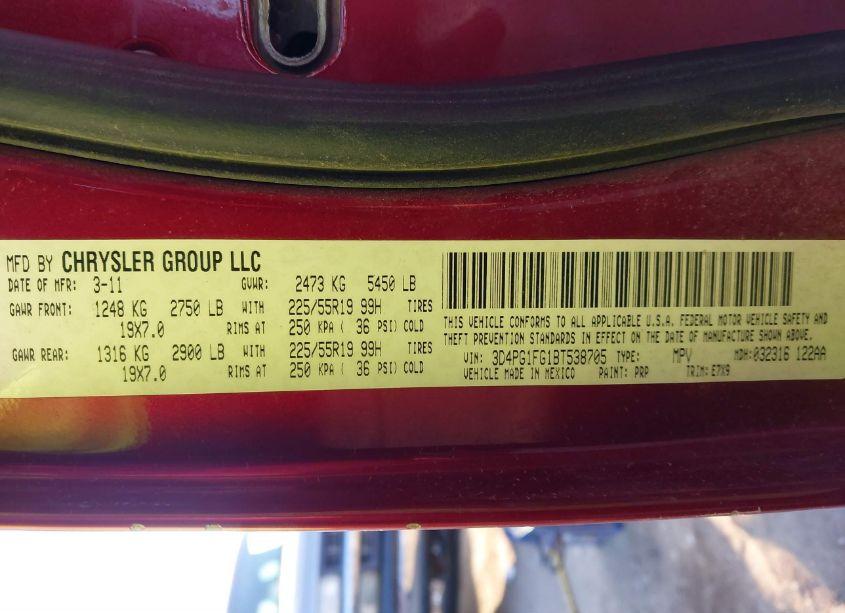 Photo 9 of 2011 Dodge Journey MAINSTREET (VIN 3D4PG1FG1BT538705)