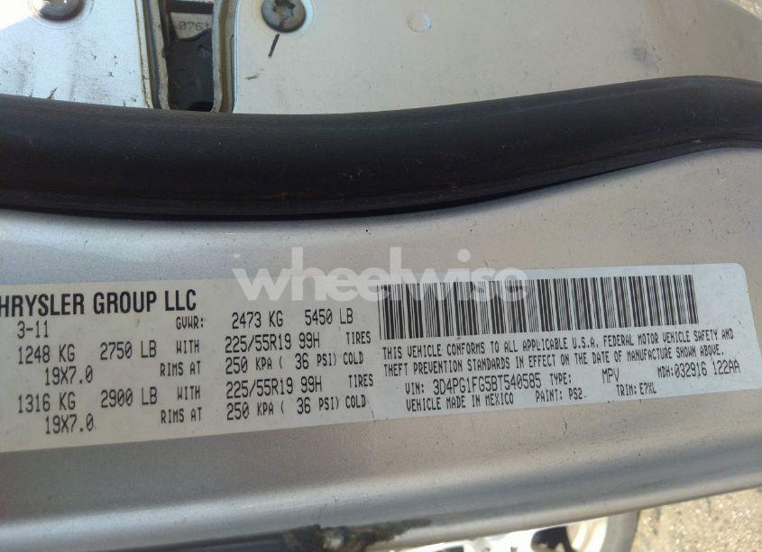 Photo 9 of 2011 Dodge Journey MAINSTREET (VIN 3D4PG1FG5BT540585)