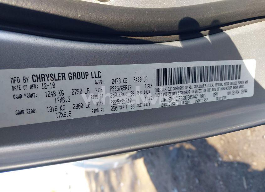 Photo 9 of 2011 Dodge Journey MAINSTREET (VIN 3D4PG1FG6BT505747)