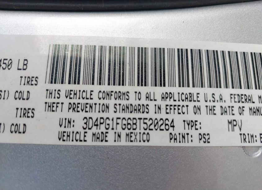 Photo 9 of 2011 Dodge Journey MAINSTREET (VIN 3D4PG1FG6BT520264)