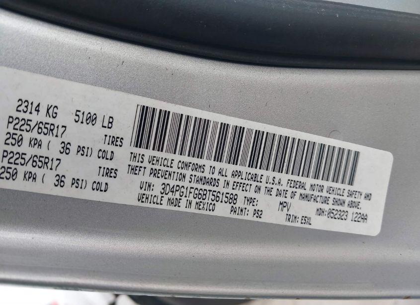 Photo 9 of 2011 Dodge Journey MAINSTREET (VIN 3D4PG1FG6BT561588)